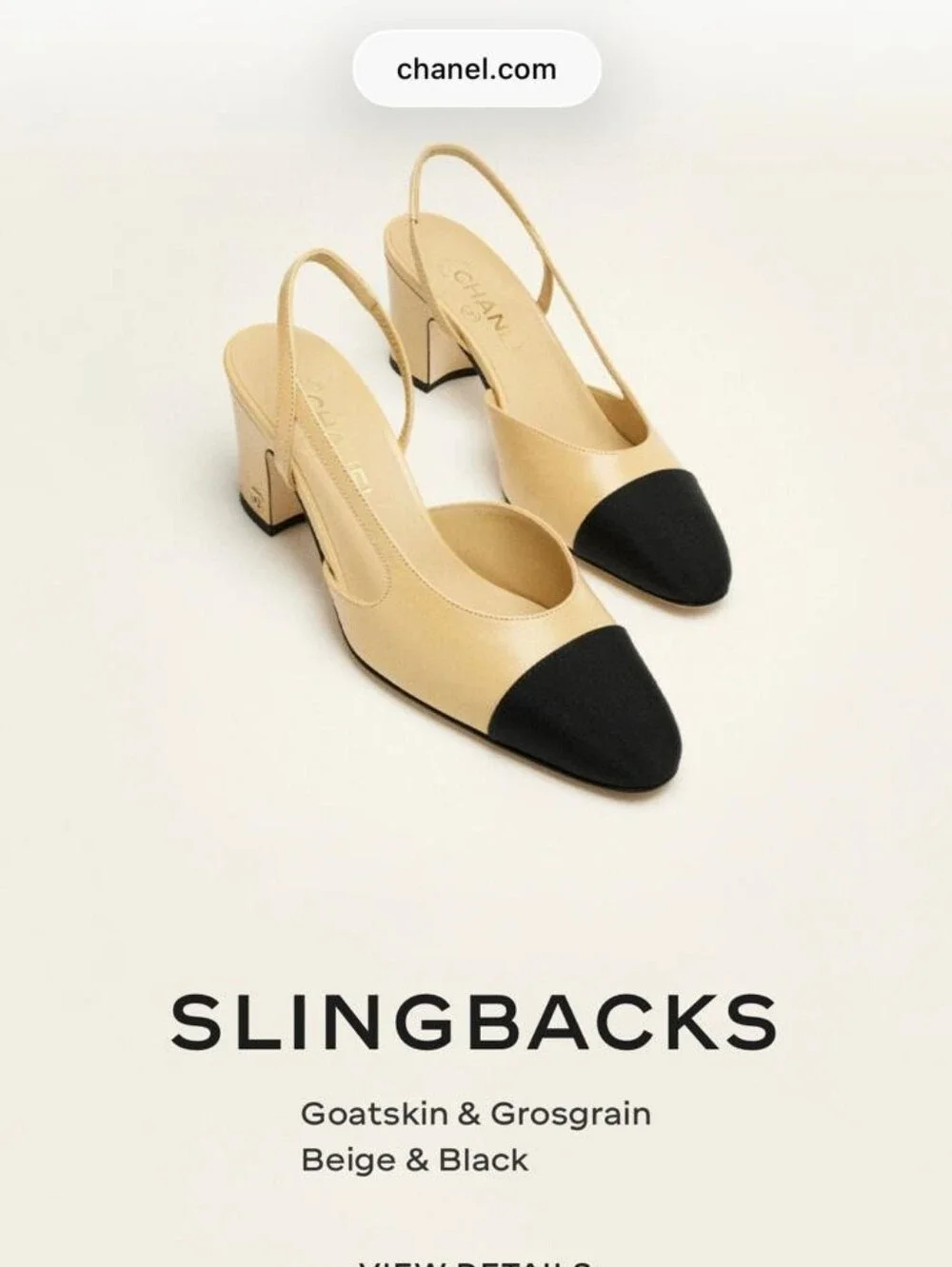 CHANEL Beige Slingback Pumps with Black Cap Toe